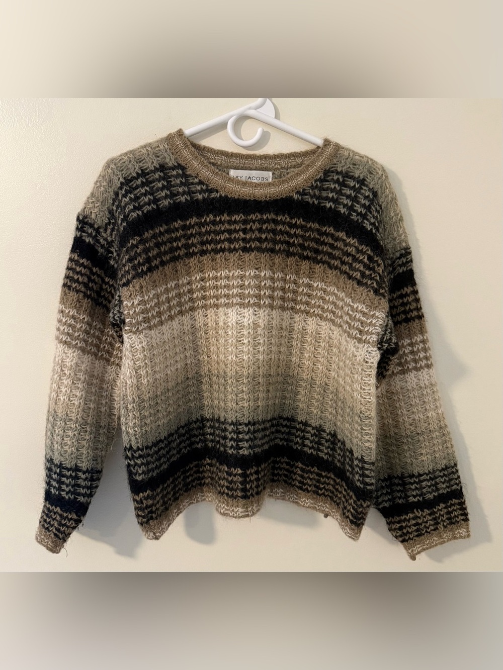 Jay Jacobs Cropped Mohair Blend Striped Sweater Sz M